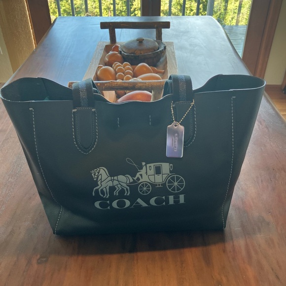 Coach Handbags - Coach Derby dark blue Leather Logo Tote with Silver Tag